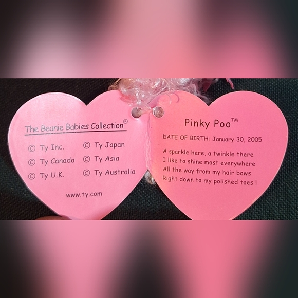 NWT Vintage 2005 TY "Pinky Poo" Pink Poodle - Picture 6 of 8